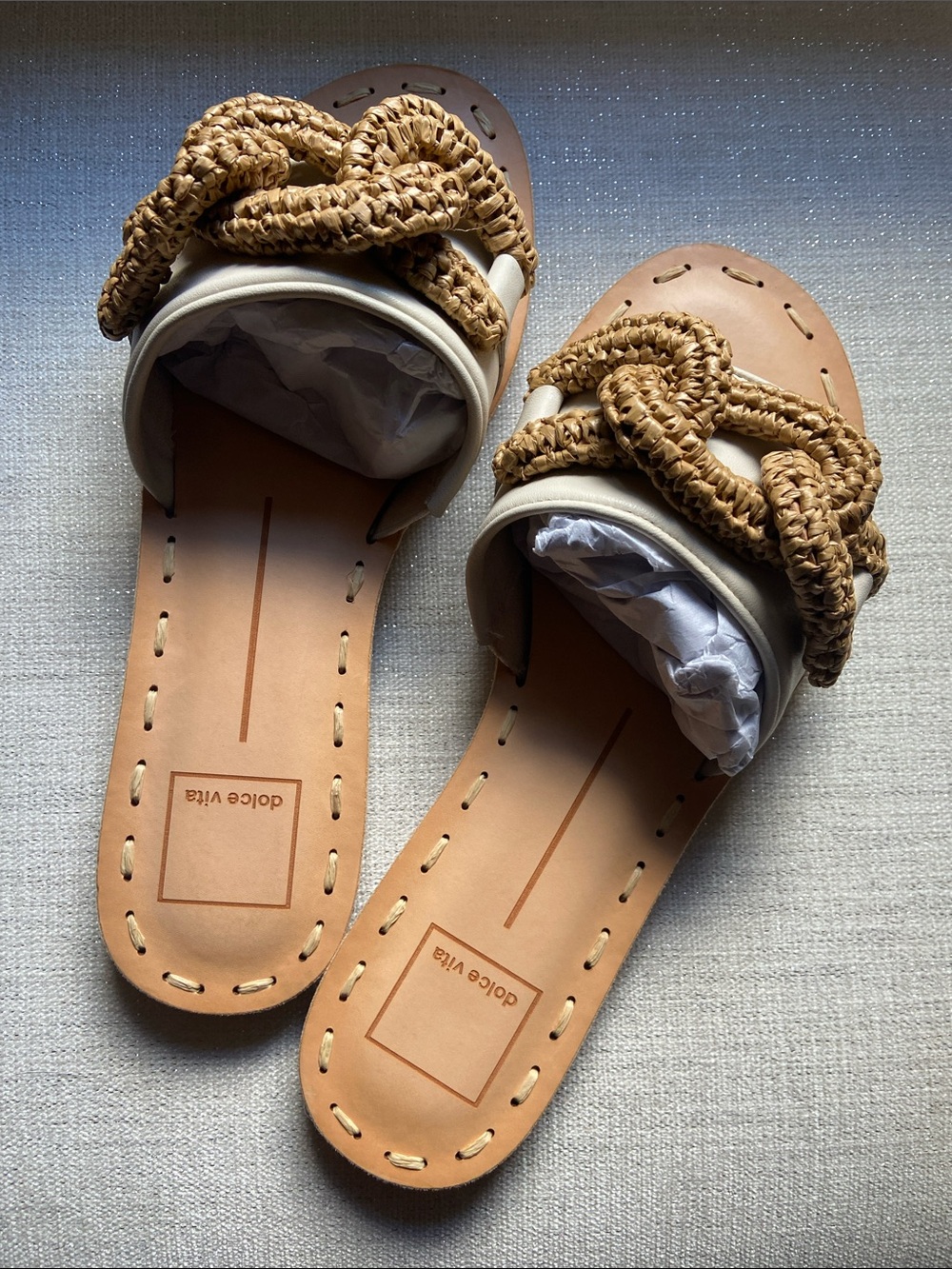 Dolce Vita Tan Braided Chain-Detail Slide Sandals - Picture 1 of 6